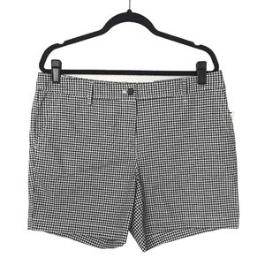 TALBOTS Relaxed Chino Shorts Black and White Gingham 12 Petite (Large) NWT